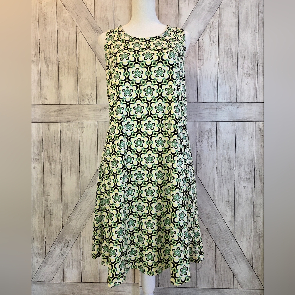 Floral Midi Dress in Cream and Green